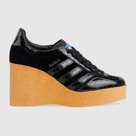 gucci gazelle black yellow|gucci wedge gazelle sneakers.